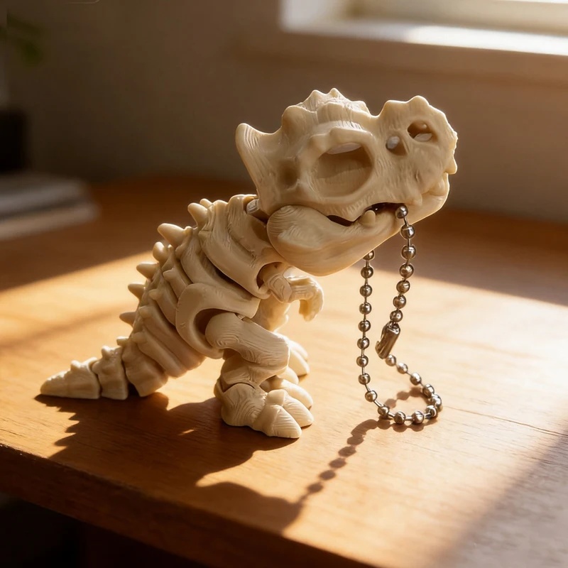 3D 프린팅된 티라노사우루스 렉스 골격 모형 – 회전  - 3D Printing Keychain 리뷰 및 가격