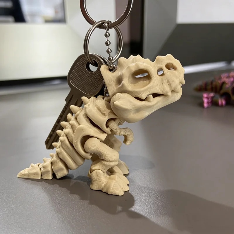 3D 프린팅된 티라노사우루스 렉스 골격 모형 – 회전  - 3D Printing Keychain 리뷰 및 가격