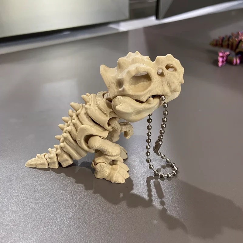 3D 프린팅된 티라노사우루스 렉스 골격 모형 – 회전  - 3D Printing Keychain 리뷰 및 가격