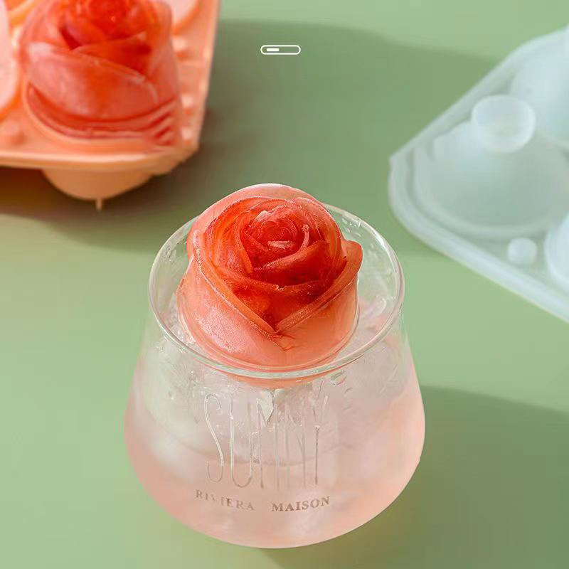 3D 로즈 아이스 몰드 4 홀 아이스 큐브 트레이 몰드 - 3D Printing With Silicone 리뷰 및 가격