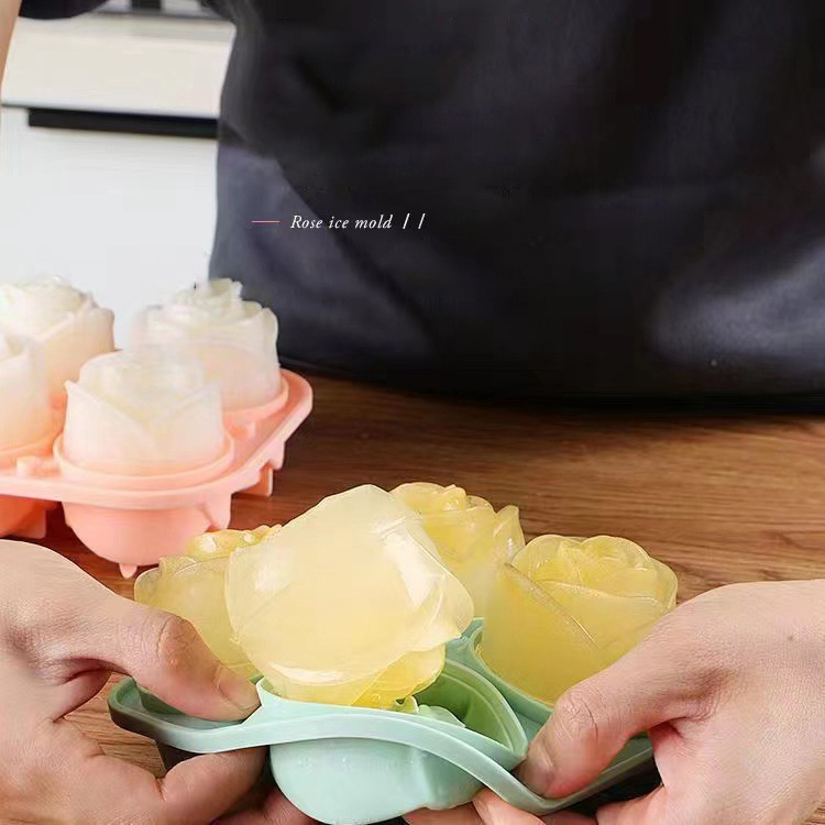 3D 로즈 아이스 몰드 4 홀 아이스 큐브 트레이 몰드 - 3D Printing With Silicone 리뷰 및 가격