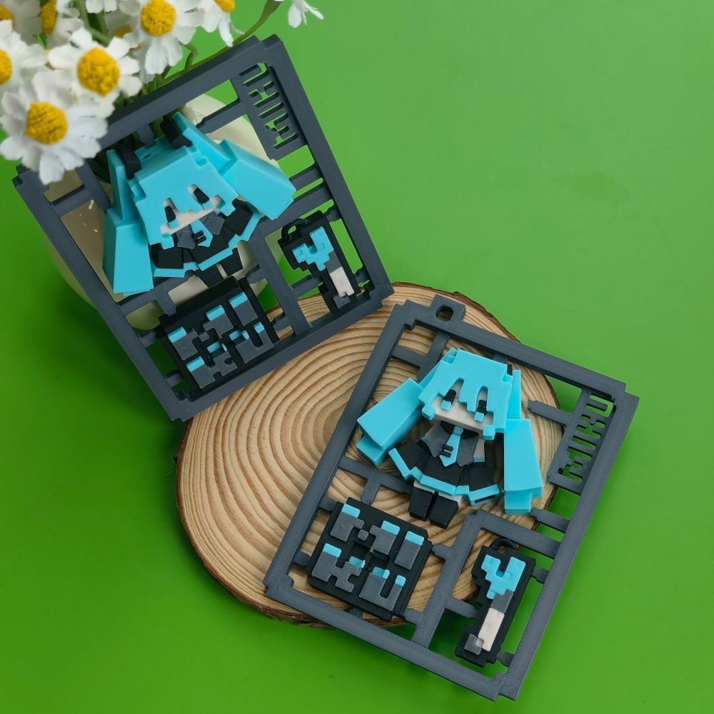 3D 프린팅 귀여운 픽셀 하츠네 미쿠 반조립 모델, 베 - 3D Printing Keychain 리뷰 및 가격