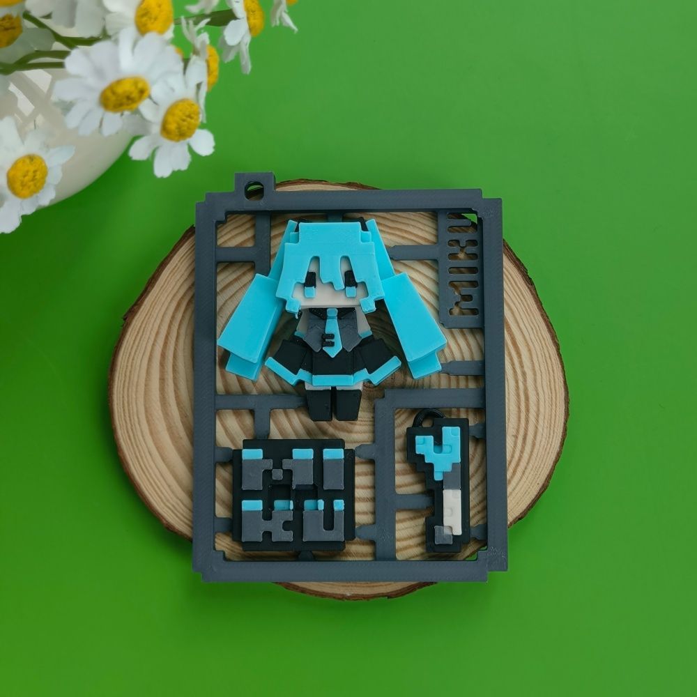 3D 프린팅 귀여운 픽셀 하츠네 미쿠 반조립 모델, 베 - 3D Printing Keychain 리뷰 및 가격