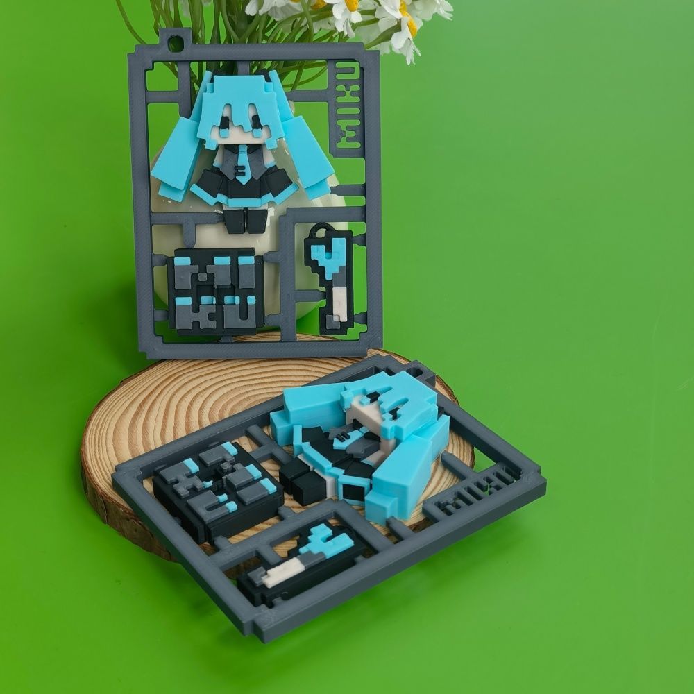 3D 프린팅 귀여운 픽셀 하츠네 미쿠 반조립 모델, 베 - 3D Printing Keychain 리뷰 및 가격